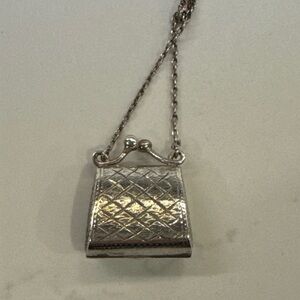 Little sterling silver vintage working kiss lock purse charm RARE, stamped 925